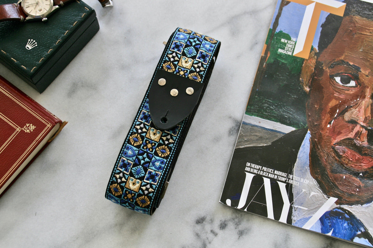 Blue Woodstock Guitar/Bass Hippie Strap