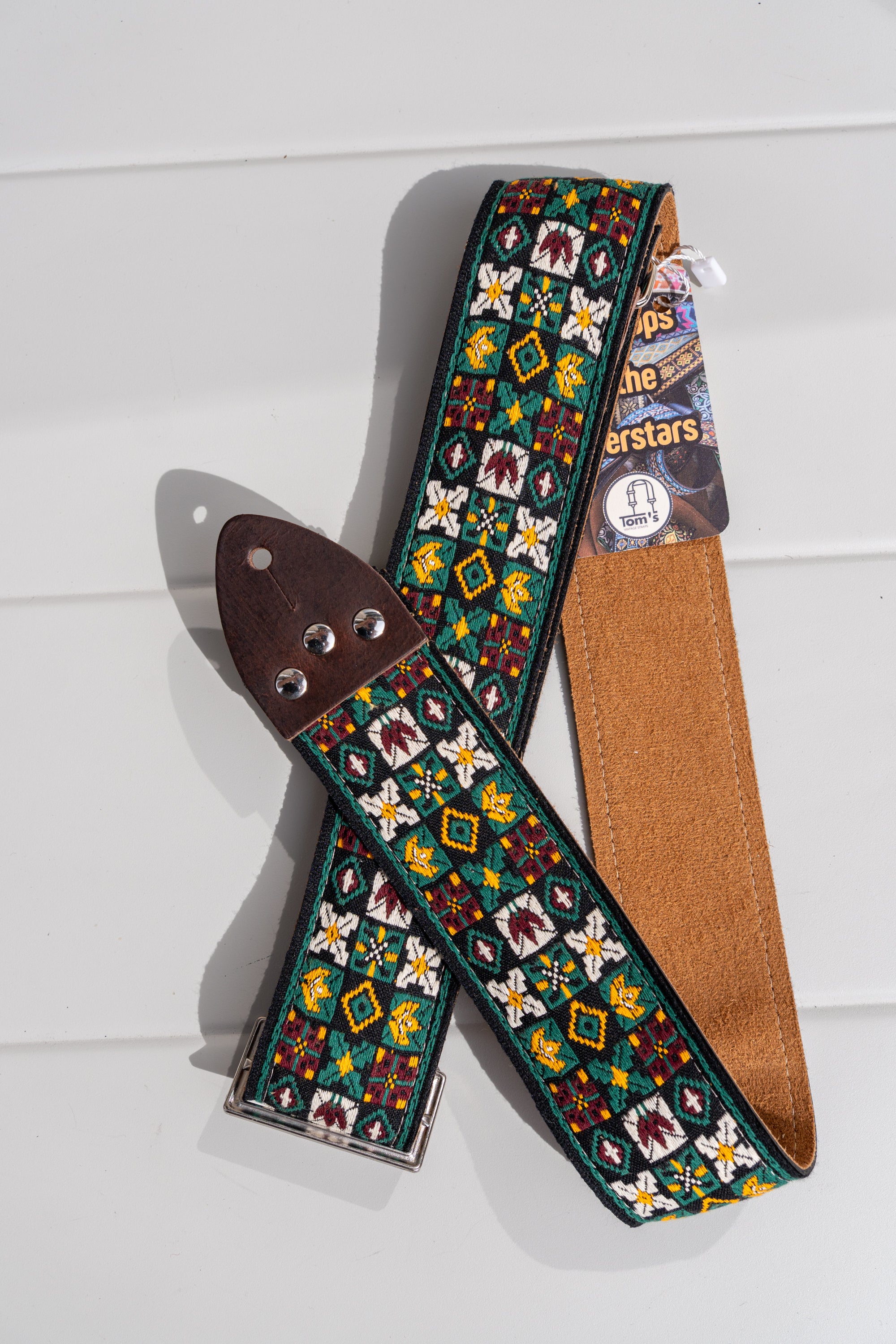 Tom's Vintage Straps - Forest Green 'Woodstock' Pasek gitarowy/basowy w stylu hippie