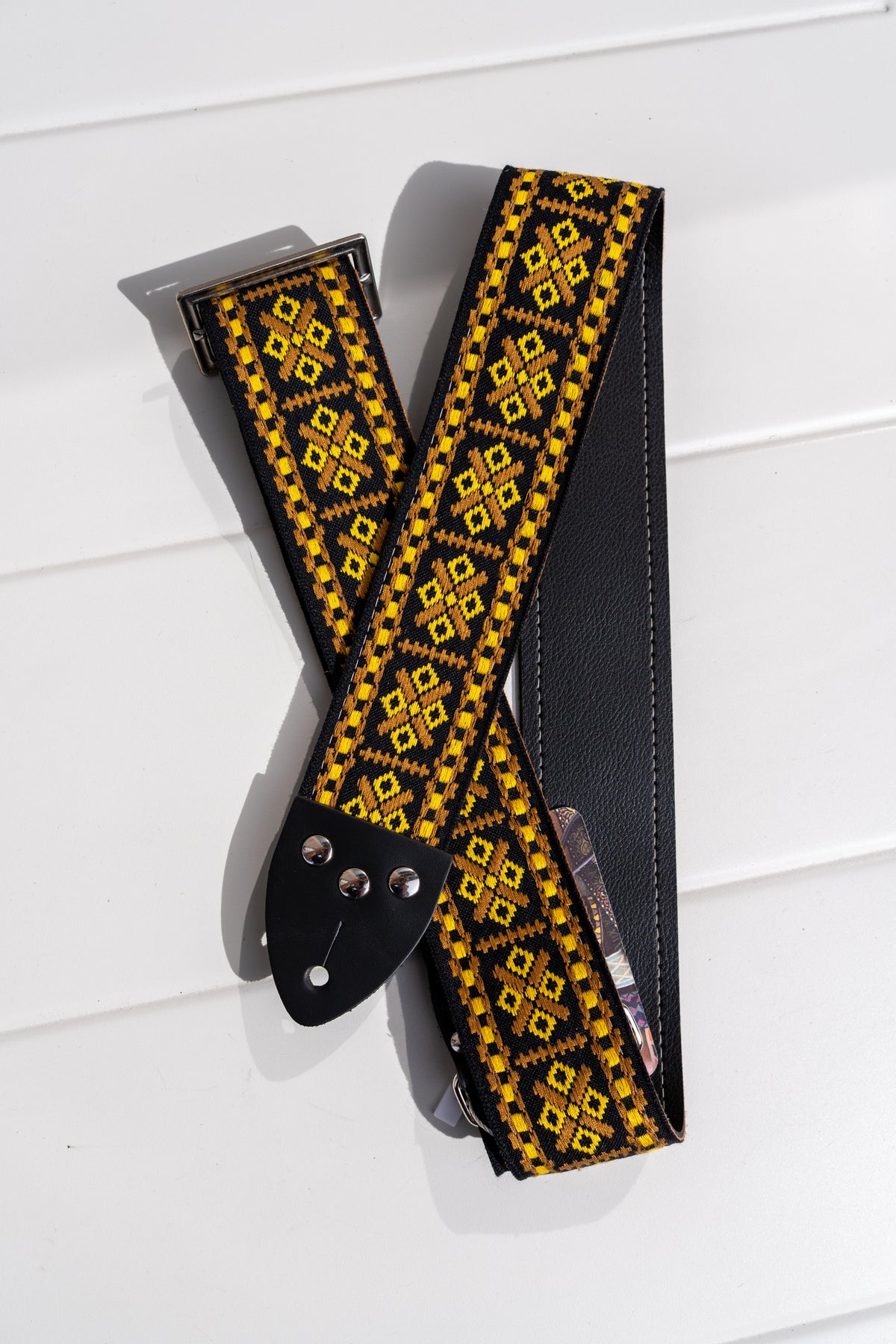 Tom's Vintage Straps - Gold 'Crossroads' Pasek gitarowy/basowy w stylu hippie