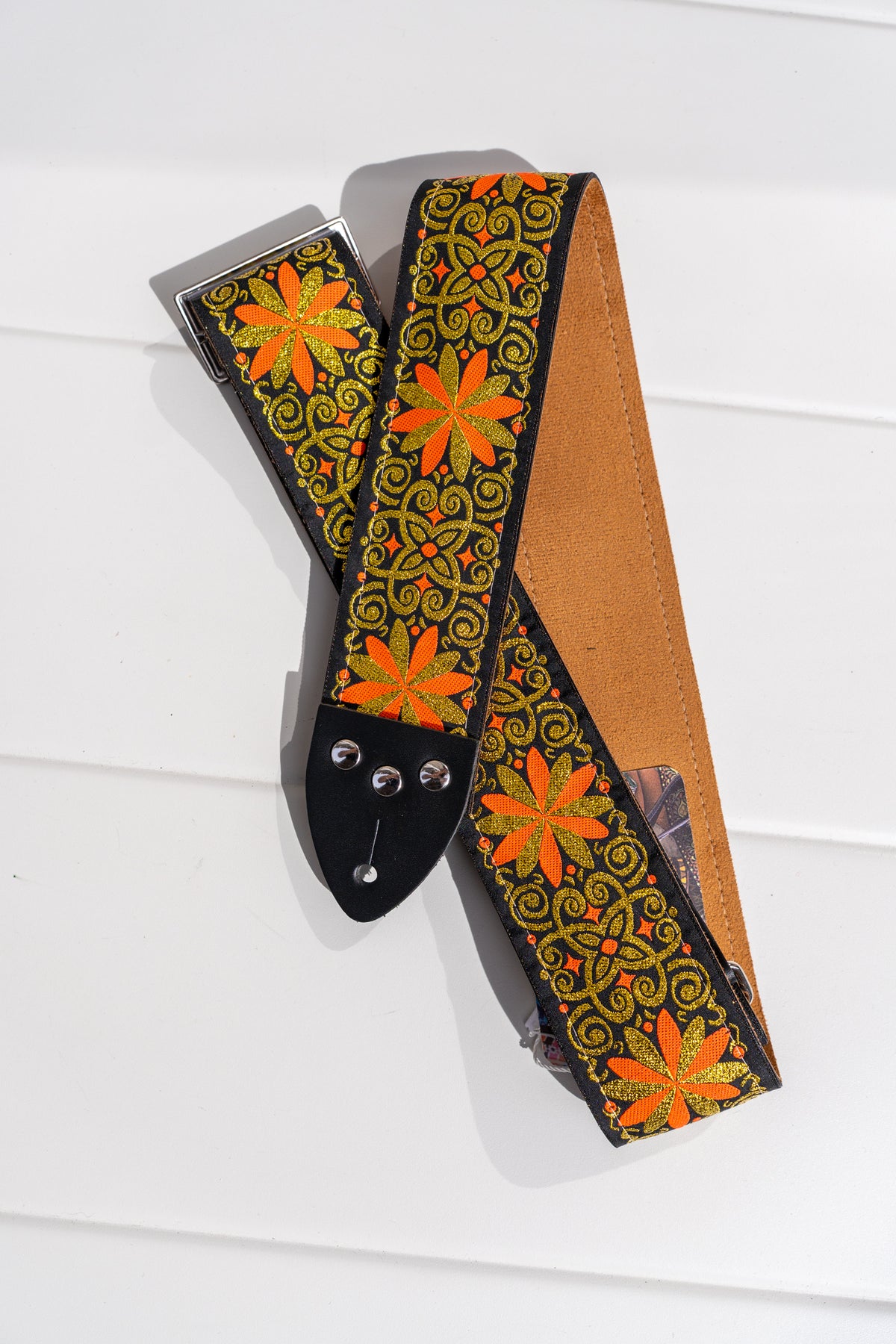 Tom's Vintage Straps - Gold 'Pinwheel' Pasek gitarowy/basowy w stylu hippie