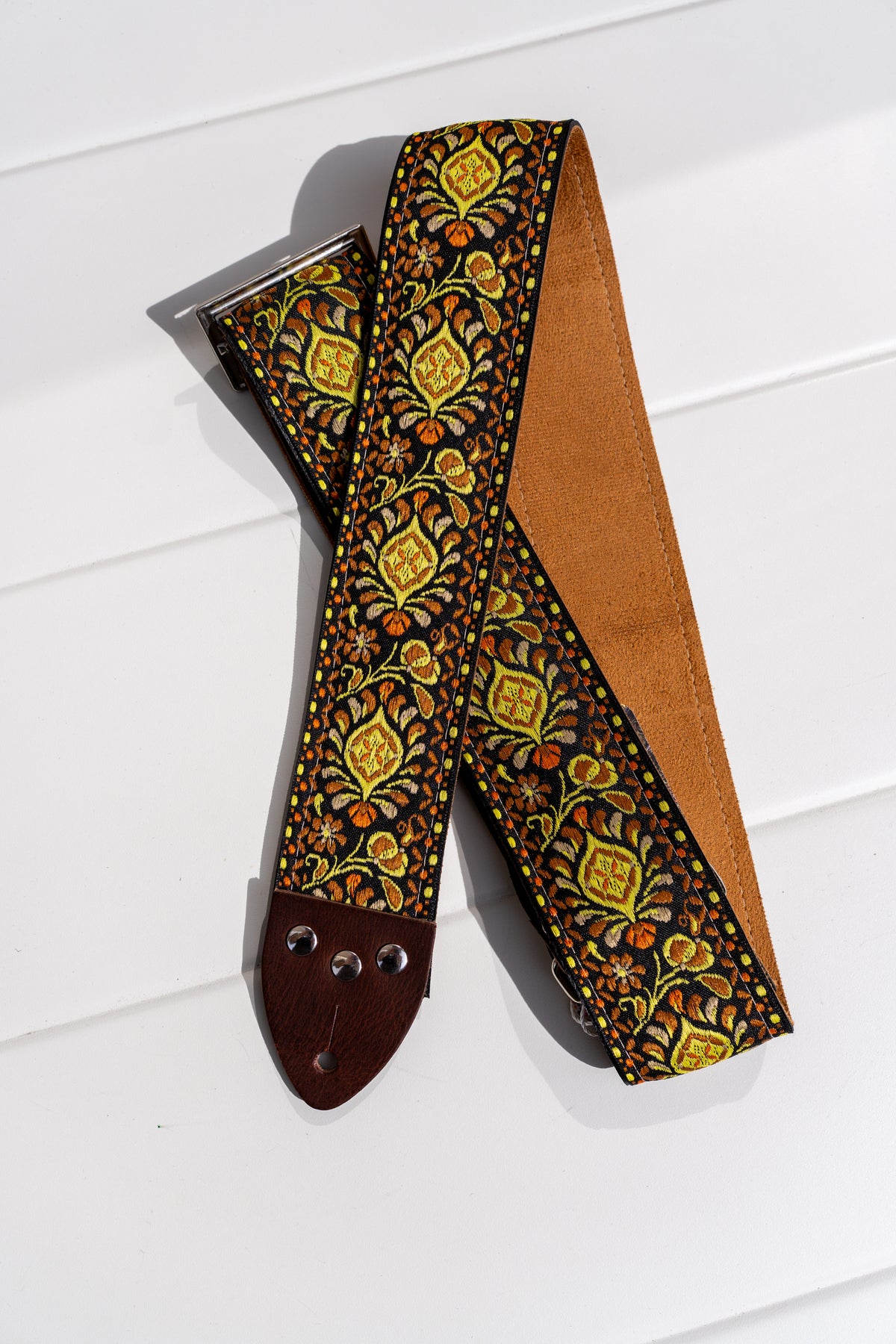 Tom's Vintage Straps - Gold 'Woodstock' Pasek gitarowy/basowy w stylu hippie