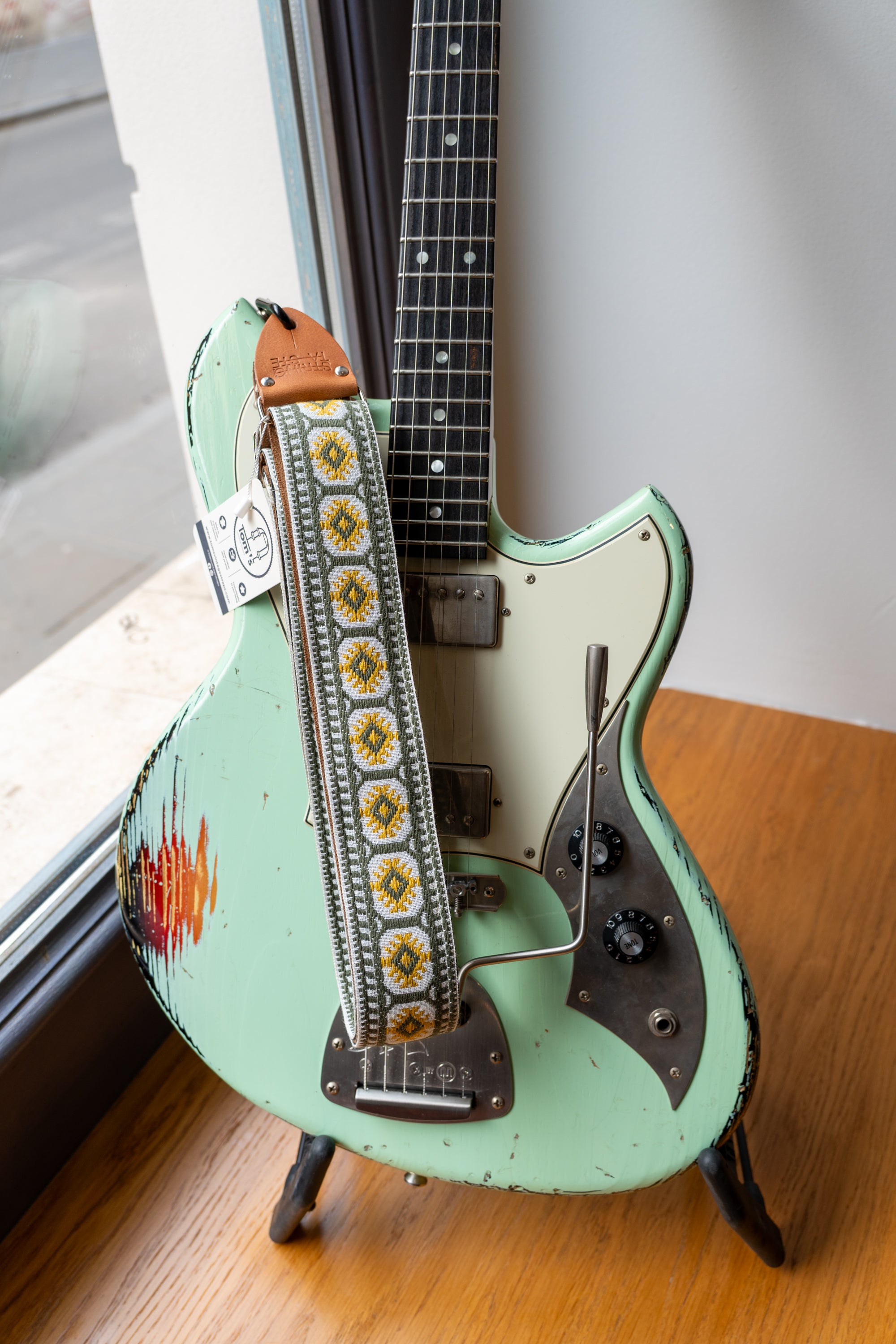 Tom's Vintage Straps - Mustard 'Pillars' Guitar/Bass Hippie Strap