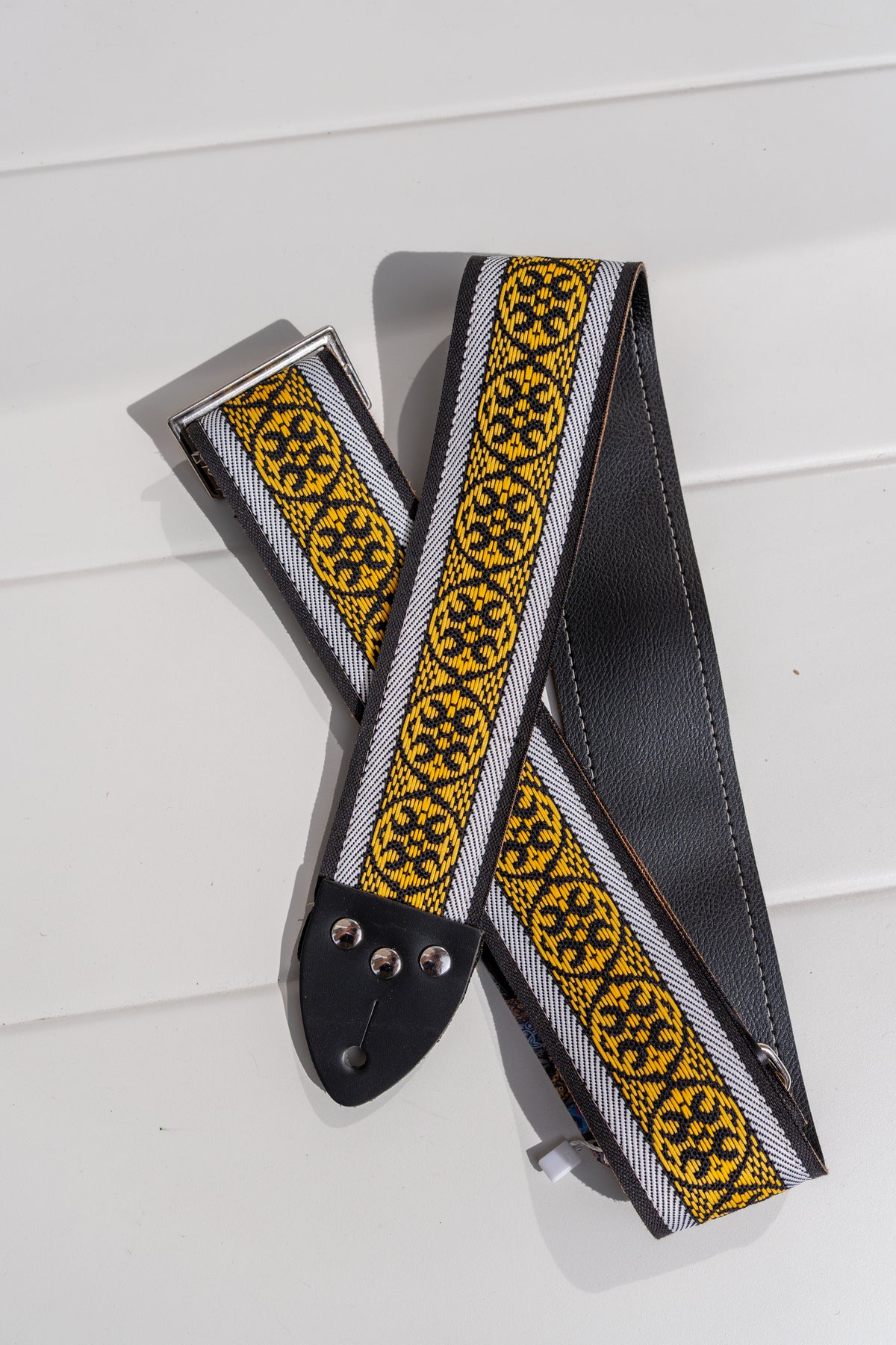 Tom's Vintage Straps - Yellow 'Ikat' Pasek gitarowy/basowy w stylu hippie