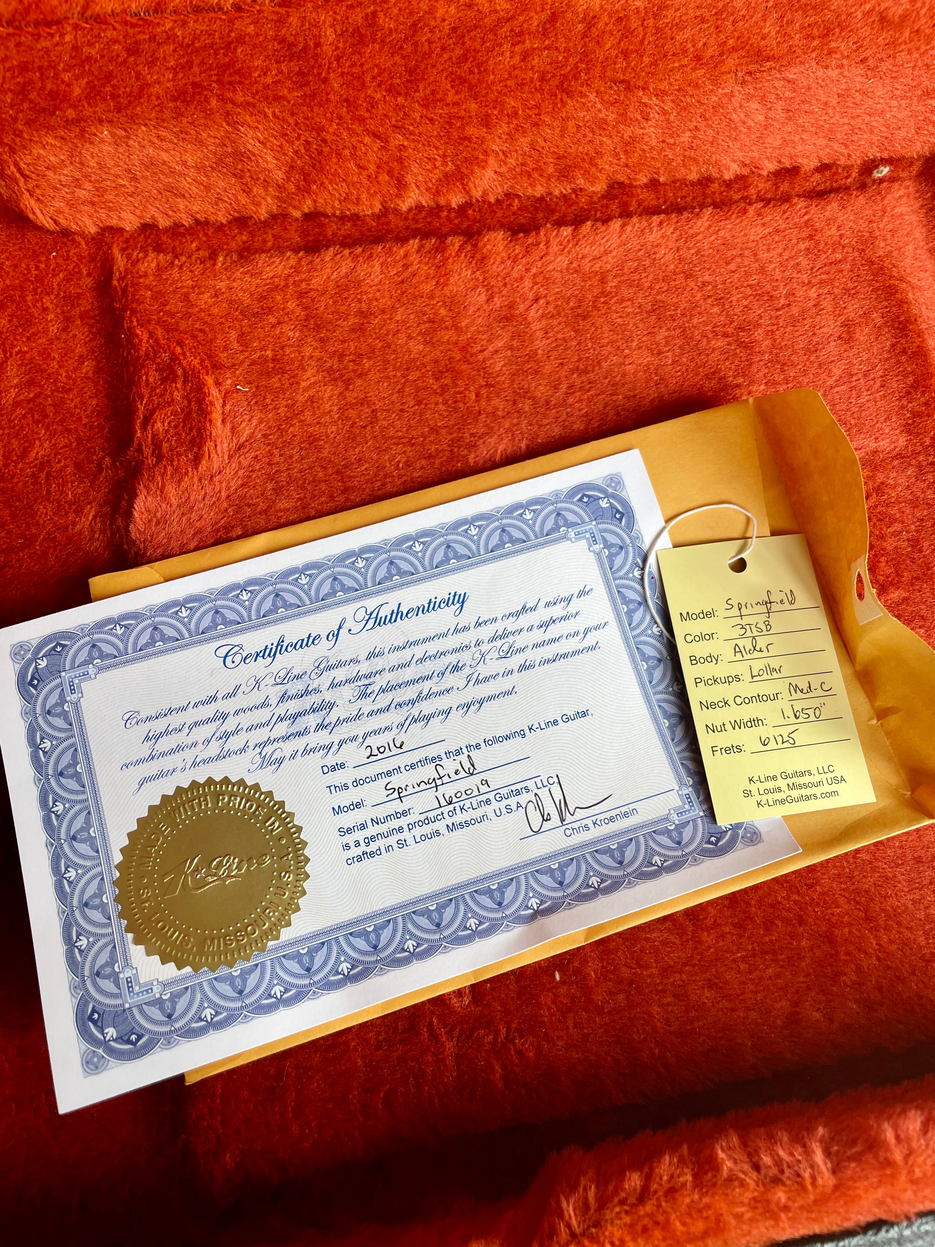 K-Line Springfield 3 Tone Sunburst 2016