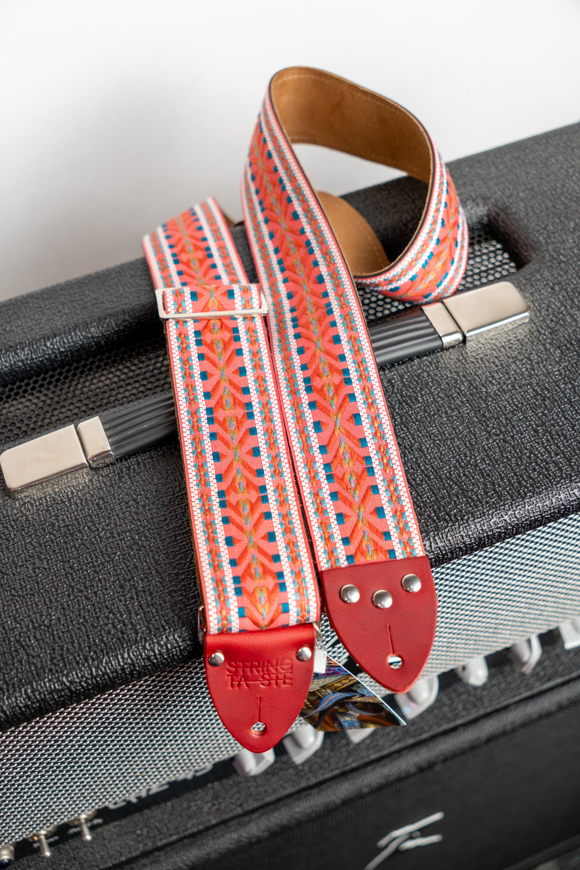 Tom's Vintage Straps - 'Coral Lindy' Guitar/Bass Hippie Strap