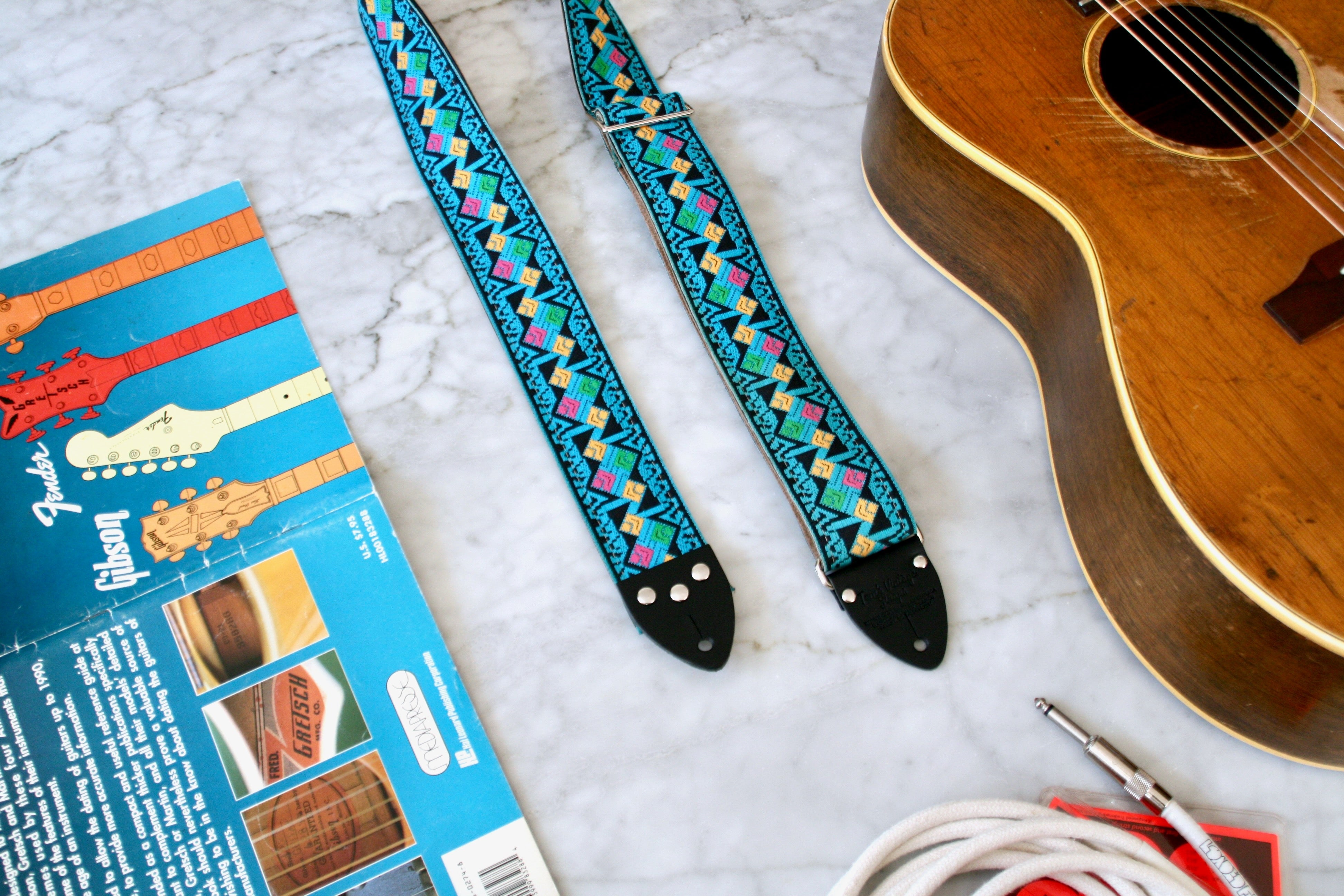 Turquoise Diamonds Guitar/Bass Hippie Strap