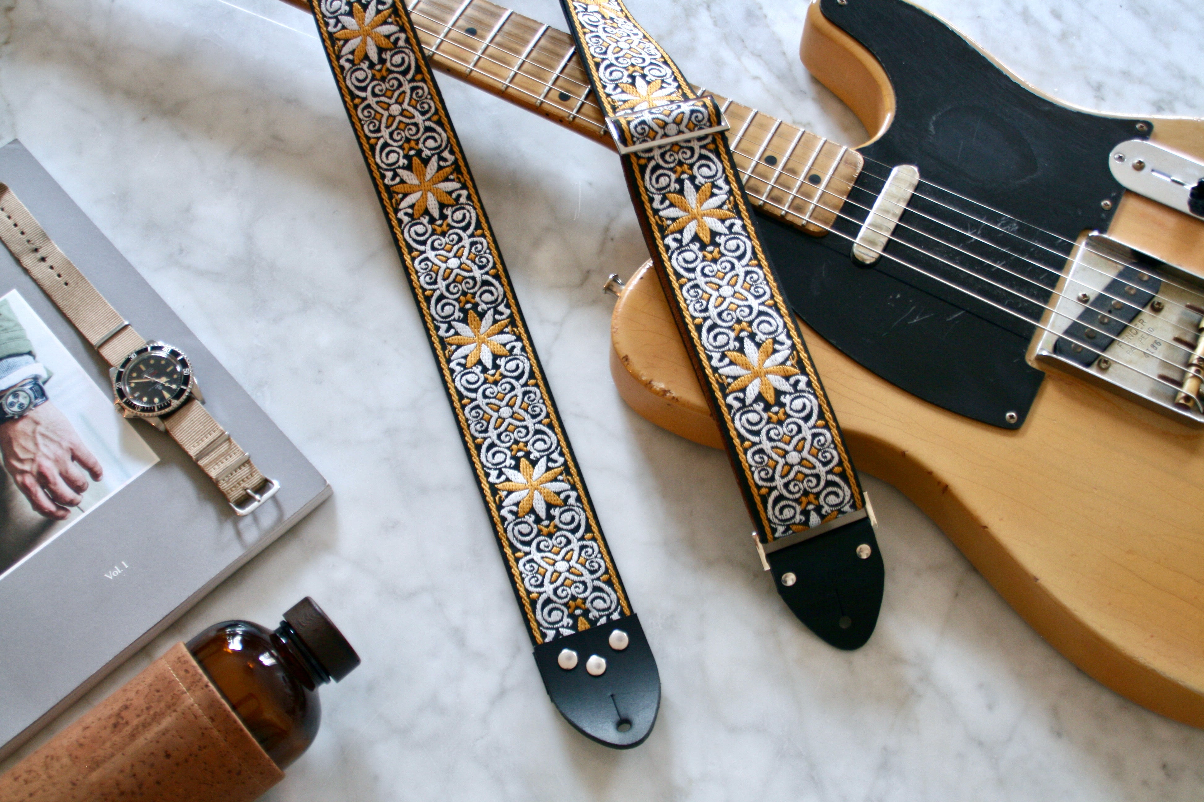 Yellow Pinwheel Guitar/Bass Hippie Strap