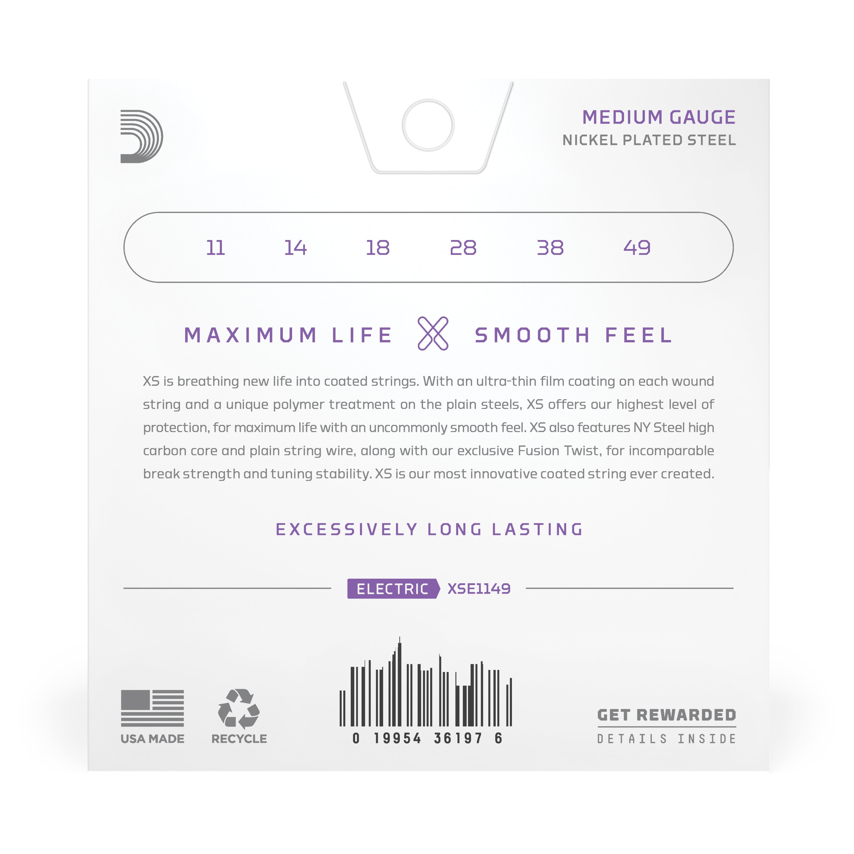 D'Addario XS 11-49 Nickel Coated Electric Guitar Strings (XSE1149)
