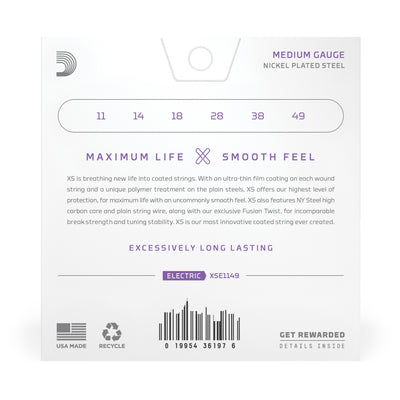 D'Addario XS 11-49 Nickel Coated Electric Guitar Strings (XSE1149)