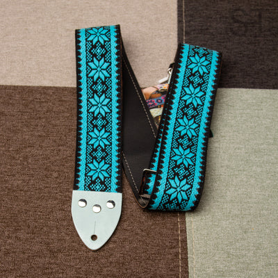 Tom's Vintage Straps - Azur 'Poinsettia' Guitar/Bass Hippie Strap