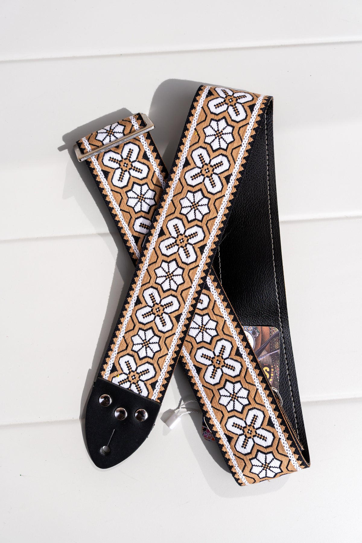 Tom's Vintage Straps - Beige 'Norwich' Pasek gitarowy/basowy w stylu hippie