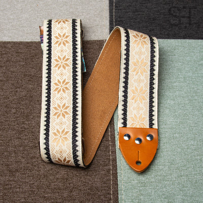 Tom's Vintage Straps - Beige 'Poinsettia' Gitarren-/Bass-Hippie-Gurt