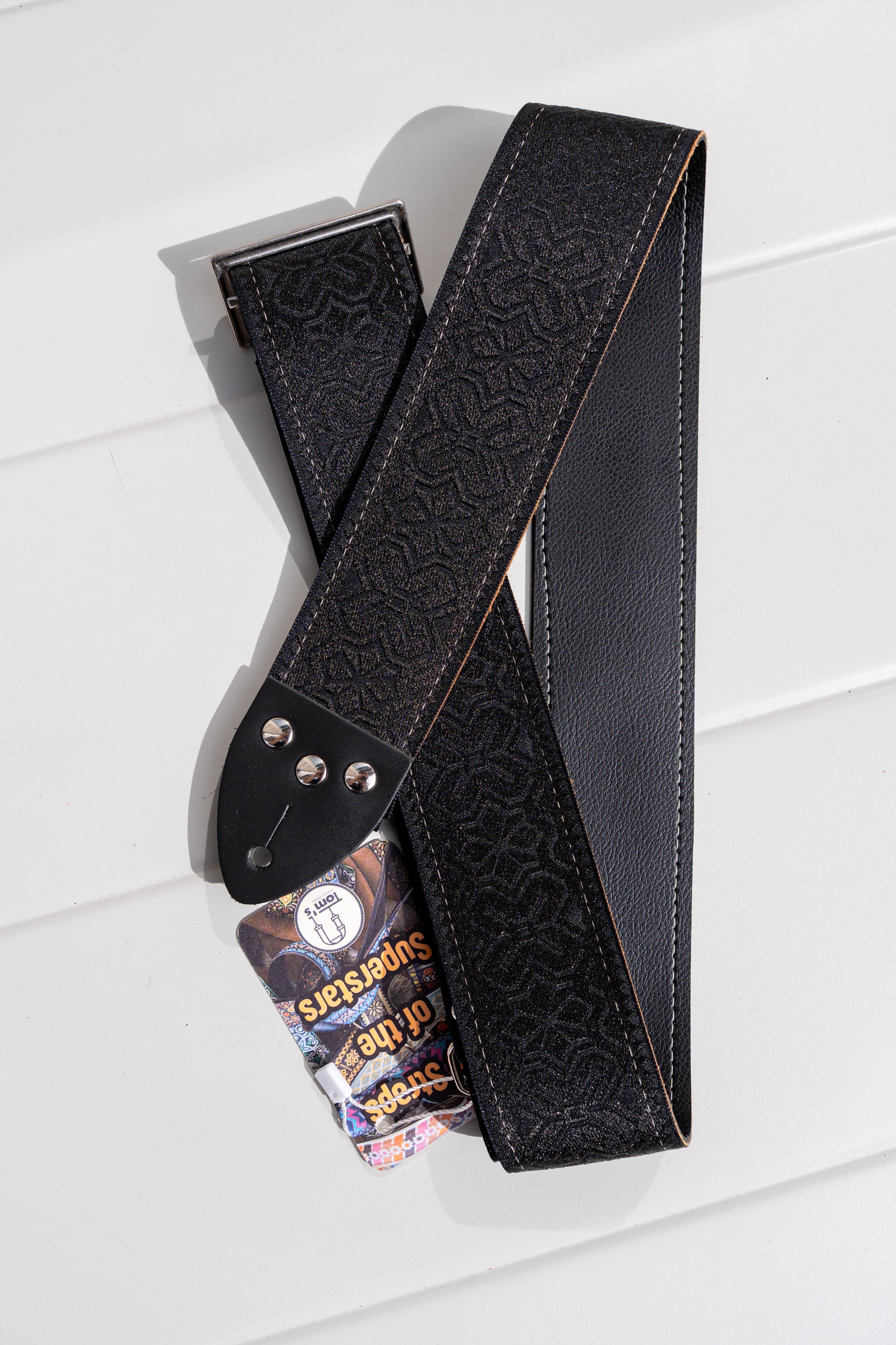 Tom's Vintage Straps - Black 'Norwich' Pasek gitarowy/basowy w stylu hippie