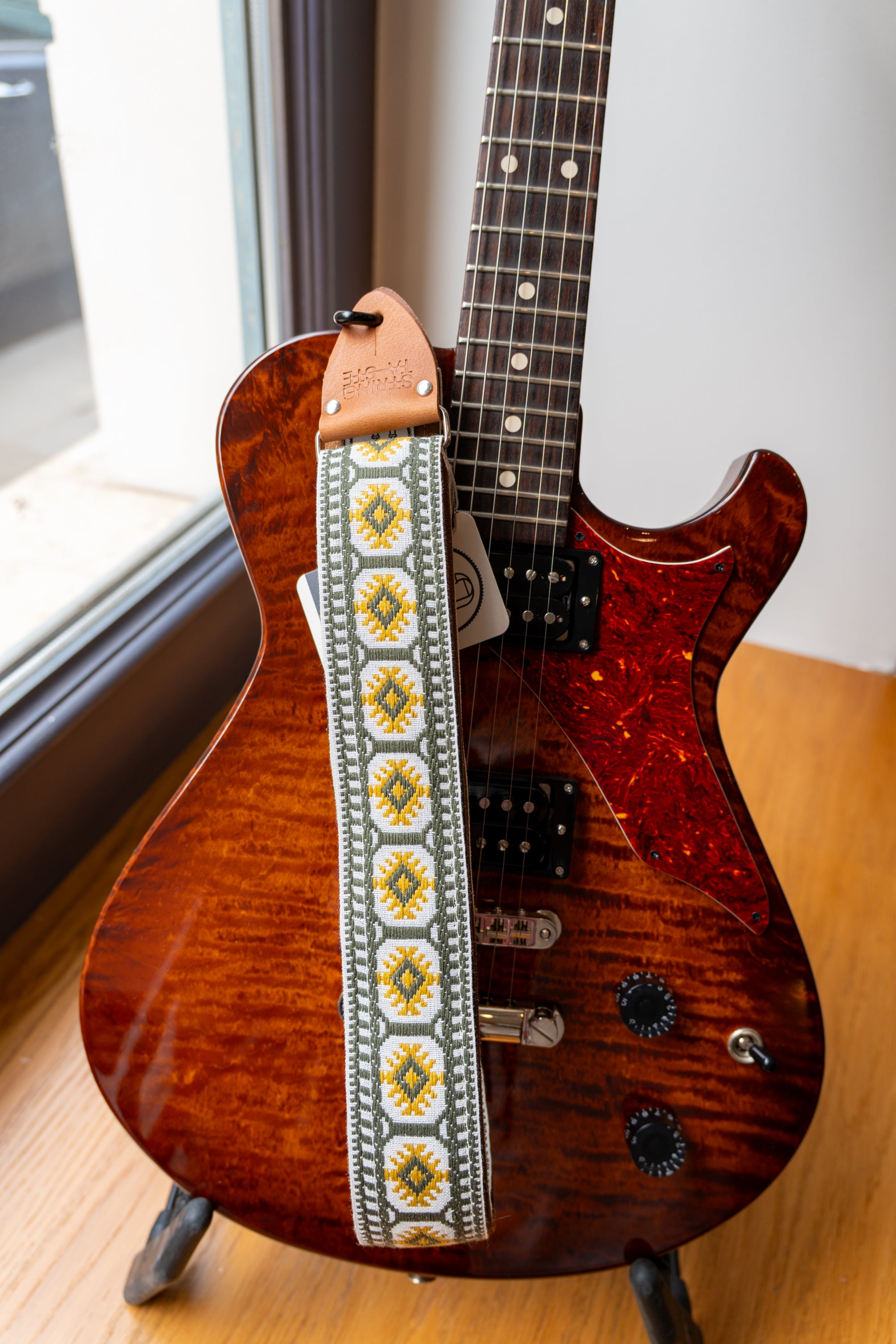 Tom's Vintage Straps - Mustard 'Pillars' Guitar/Bass Hippie Strap