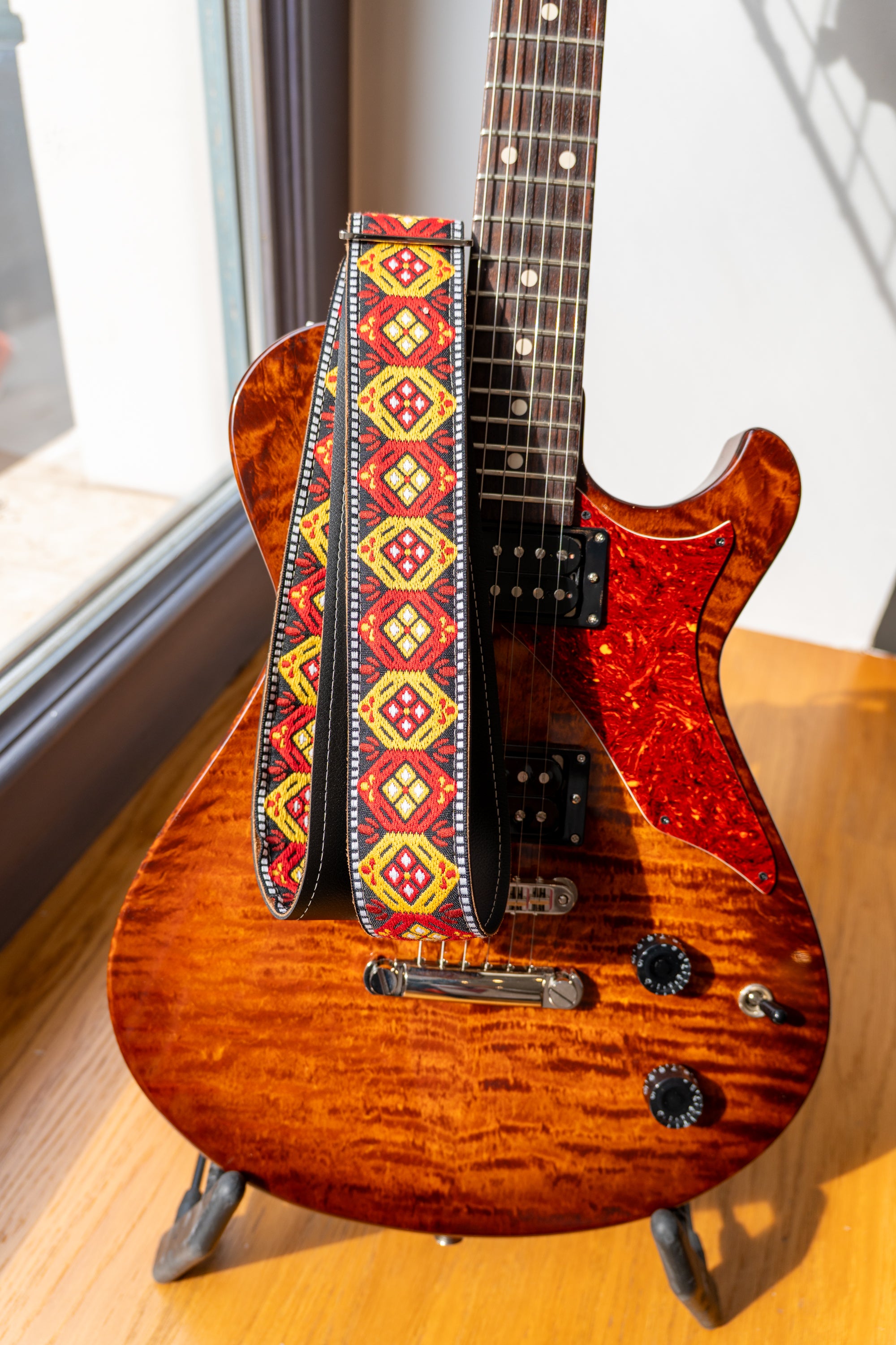 Tom's Vintage Straps - Orange 'Honeycomb' Guitar/Bass Hippie Strap
