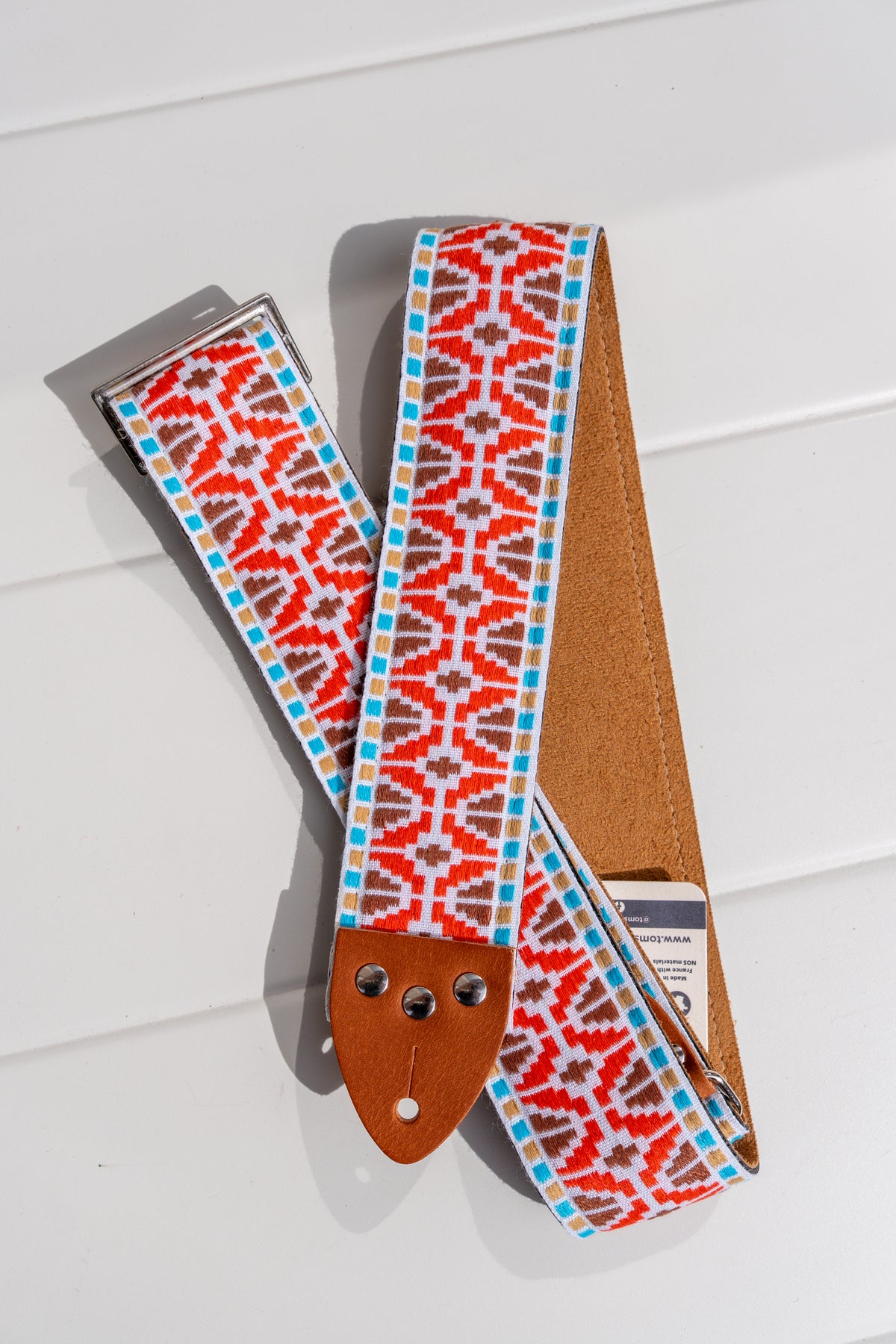 Tom's Vintage Straps - Orange 'Rhombus' Pasek gitarowy/basowy w stylu hippie