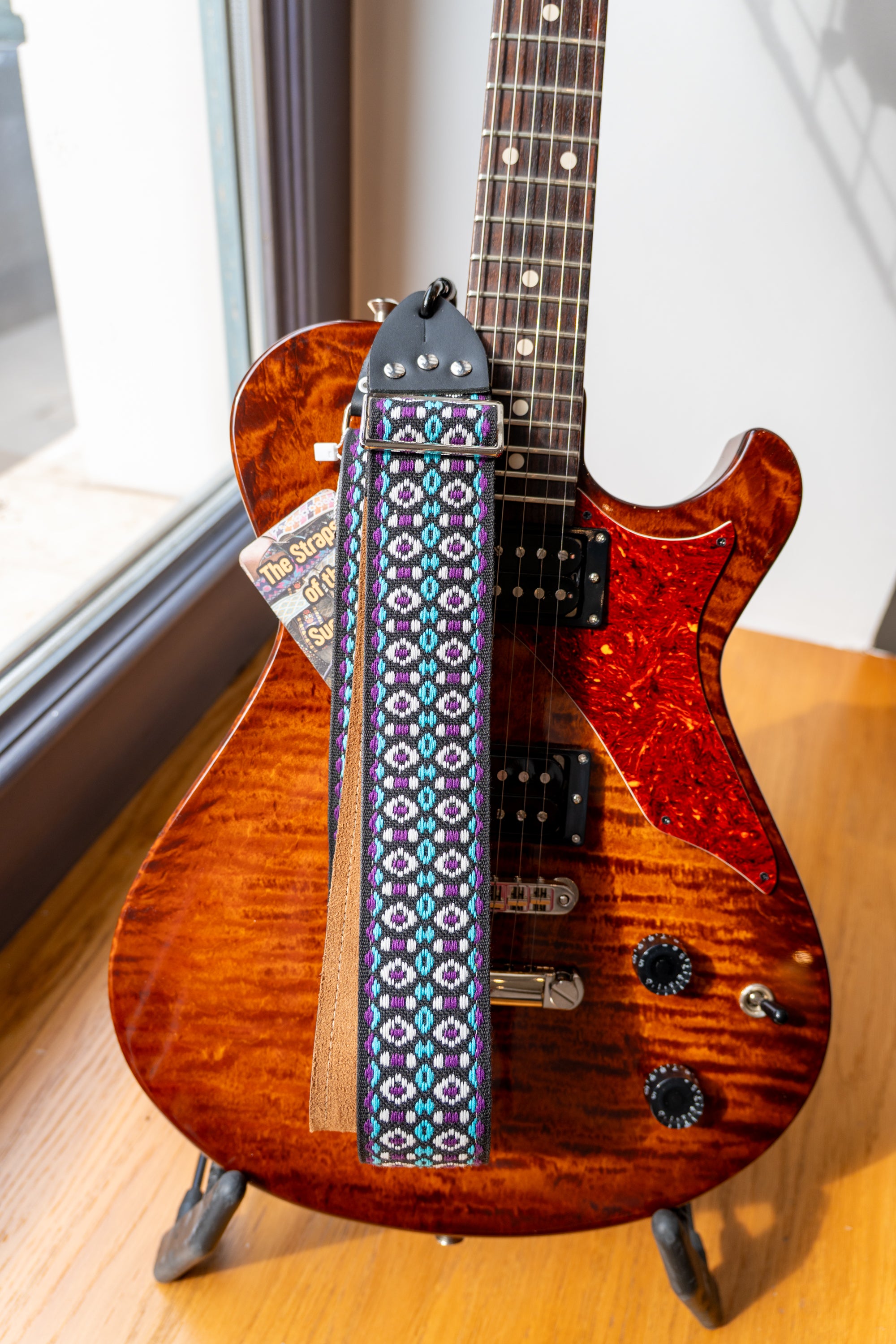 Tom's Vintage Straps - Purple 'Bullseye' Guitar/Bass Hippie Strap