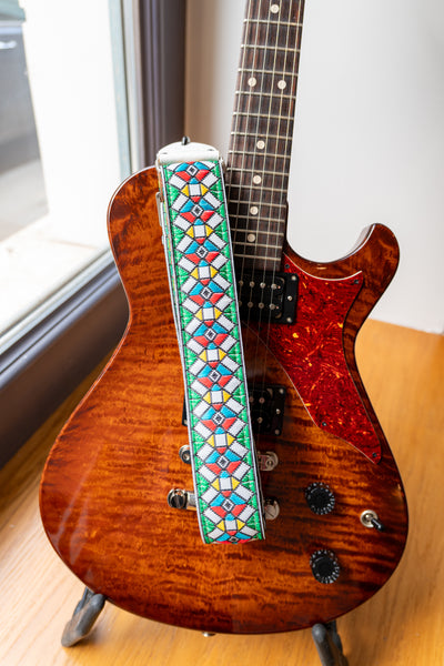 Tom's Vintage Straps - Red 'Stained Glass' Guitar/Bass Hippie Strap