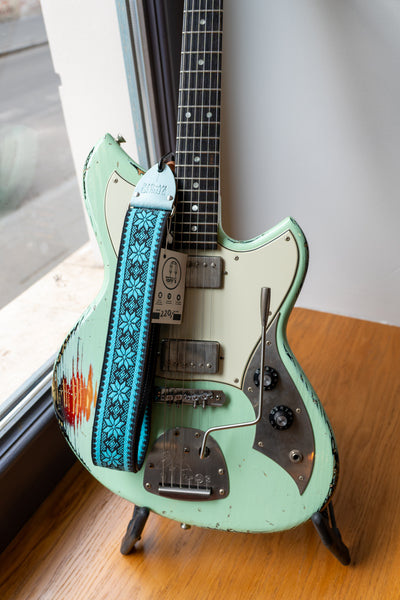 Tom's Vintage Straps - Azur 'Poinsettia' Guitar/Bass Hippie Strap