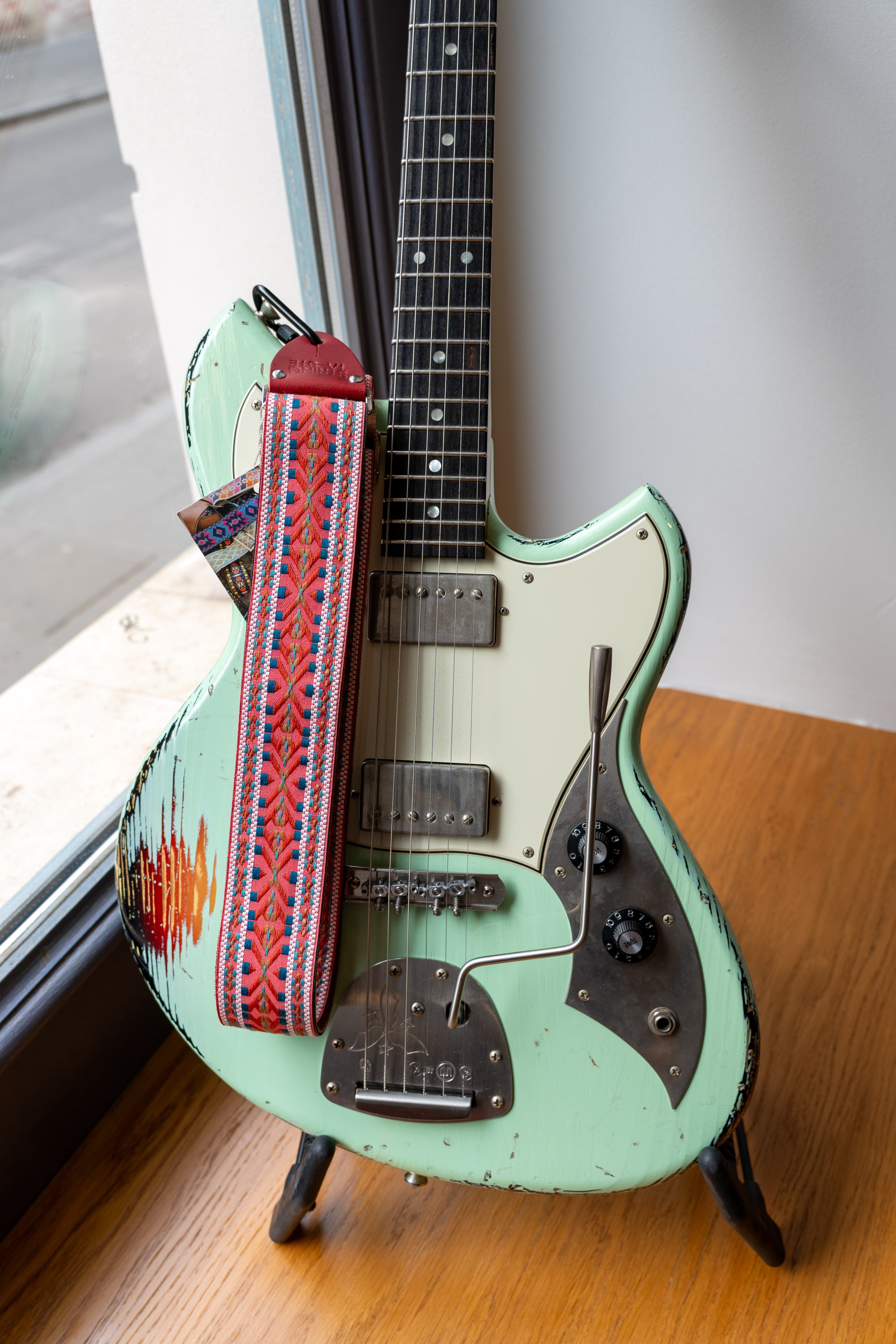 Tom's Vintage Straps - 'Coral Lindy' Guitar/Bass Hippie Strap