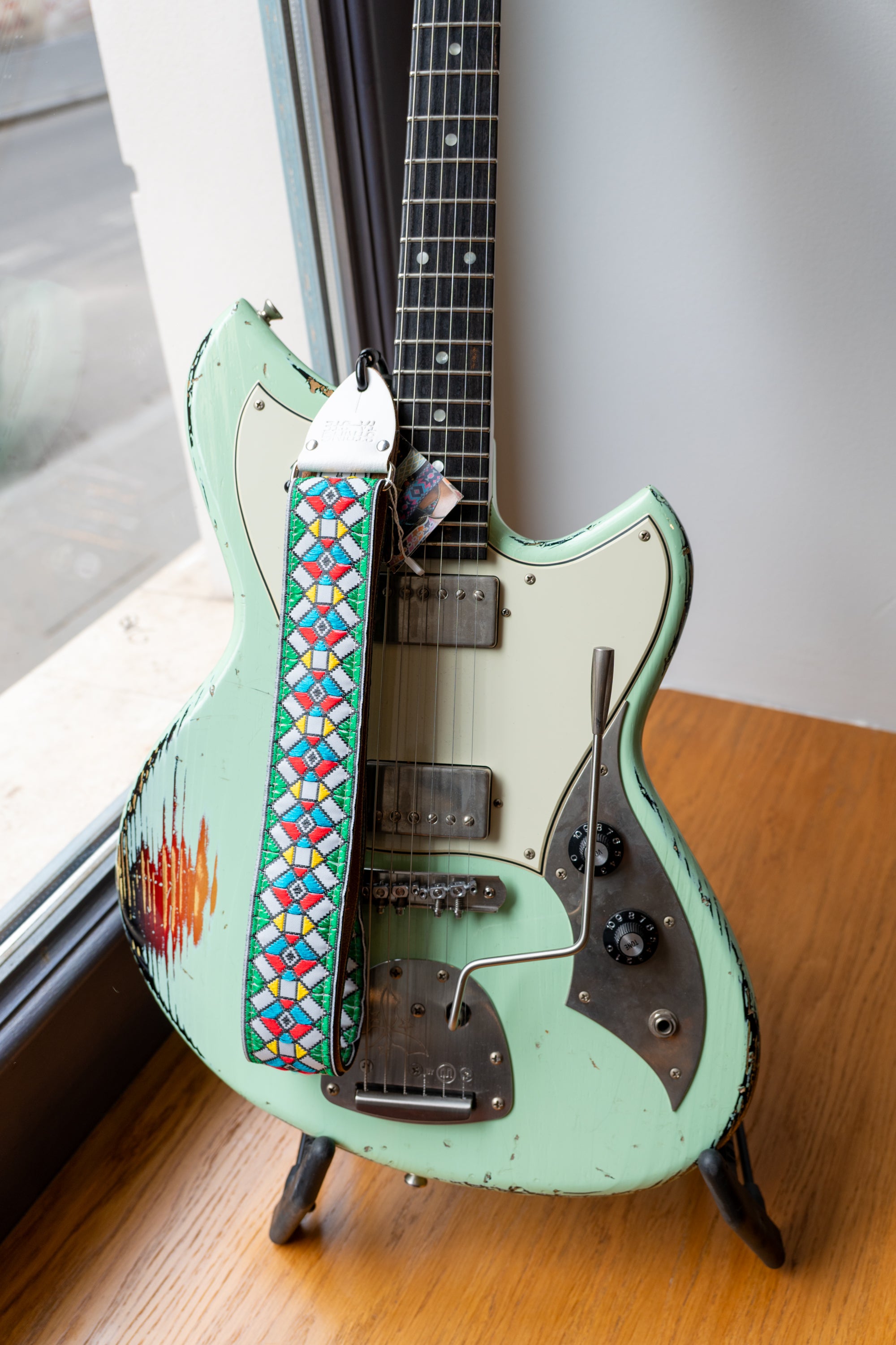 Tom's Vintage Straps - Red 'Stained Glass' Guitar/Bass Hippie Strap