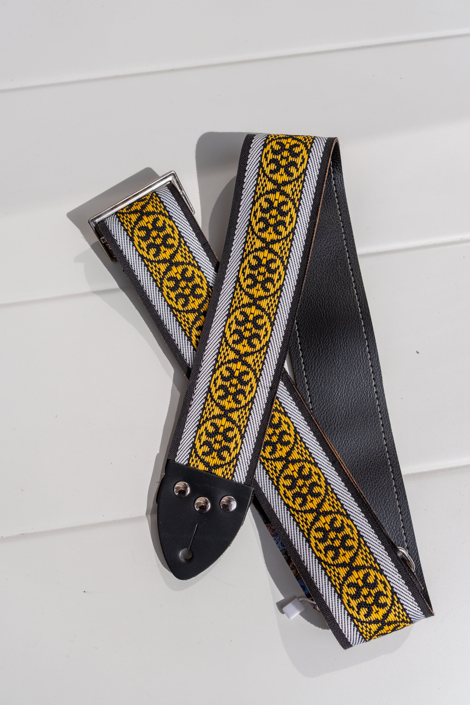 Tom's Vintage Straps - Yellow 'Ikat' Pasek gitarowy/basowy w stylu hippie