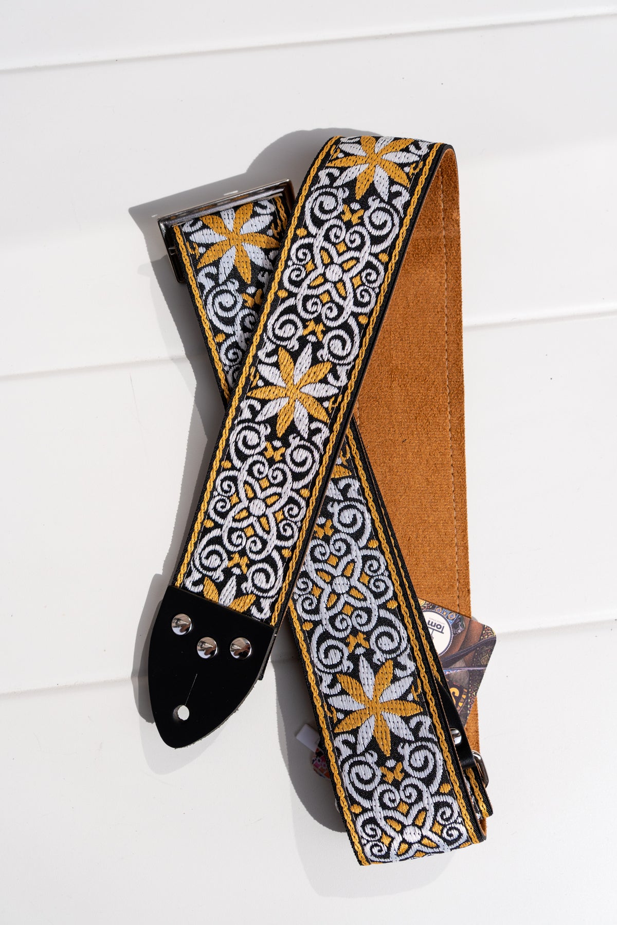 Tom's Vintage Straps - Yellow 'Pinwheel' Pasek gitarowy/basowy w stylu hippie