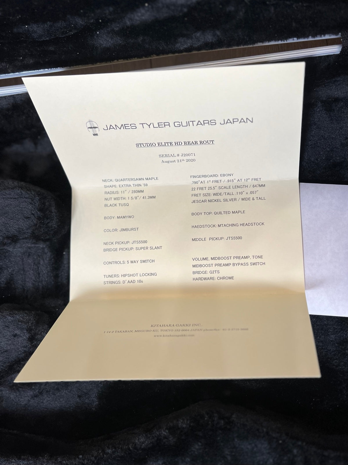 James Tyler Japan Studio Elite HD Rear Rout Jimburst 